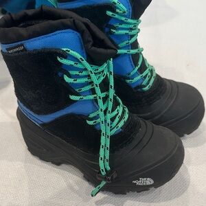 The North Face Black and Blue Boots with Green Laces